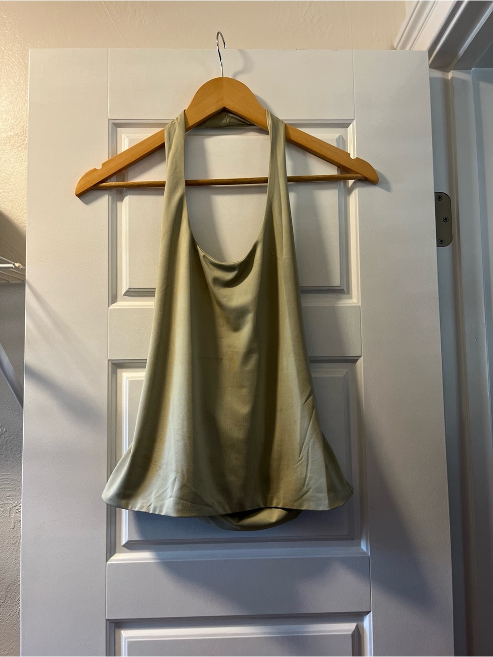 Hello Molly Satin Halter Cami in Sage Green - Size Small